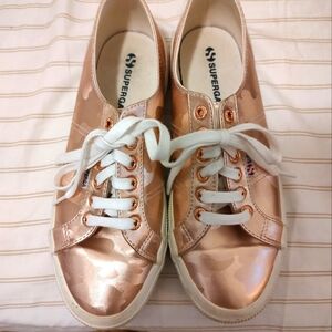 Superaga, Italian, Pink Metallic Tennis Shoes